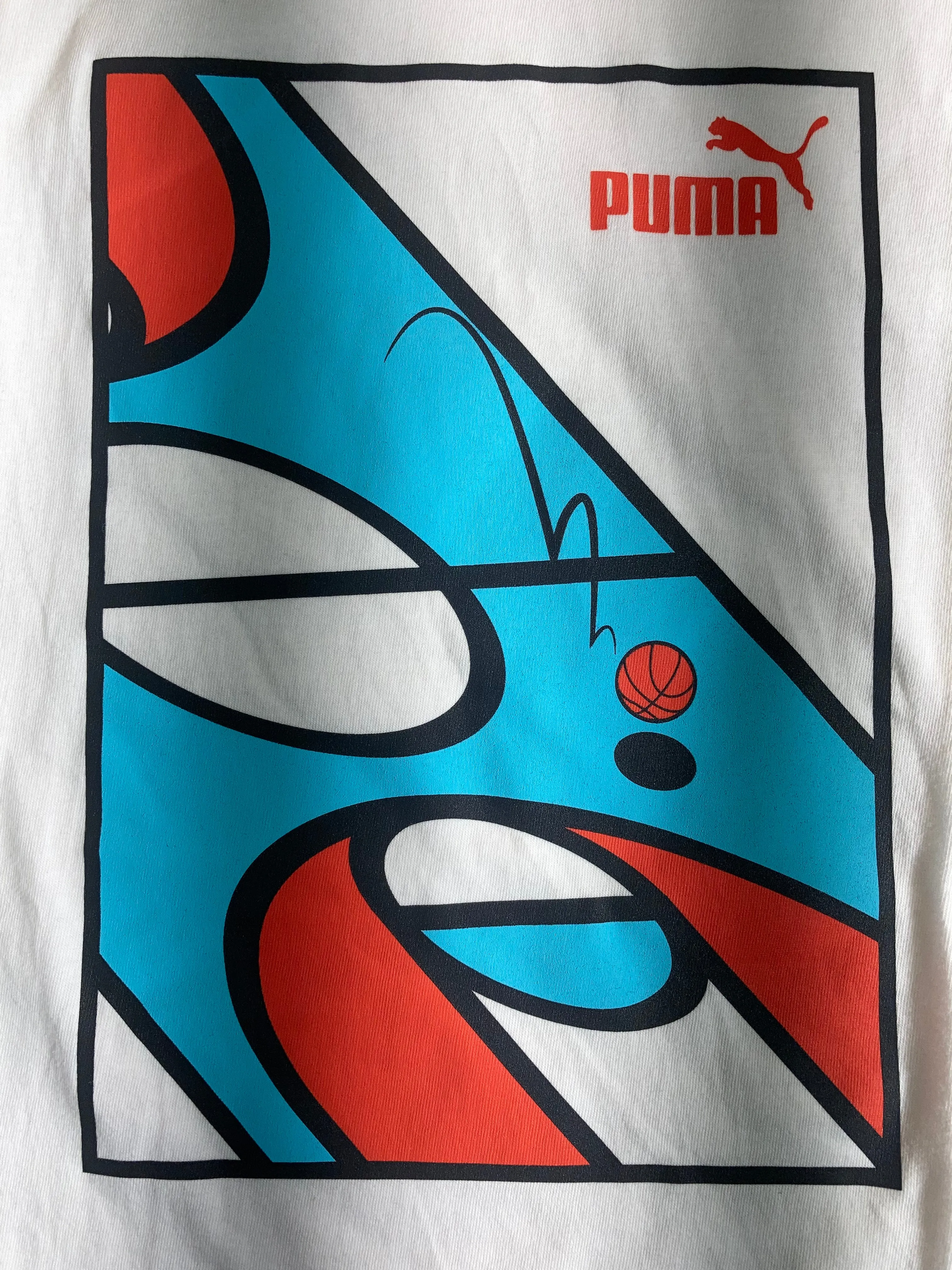 NEW! PUMA HOOPS COURT XL Extra Large Xtra Large Adult Mens Graphic Print Short Sleeve White T Shirt Tee Shirt