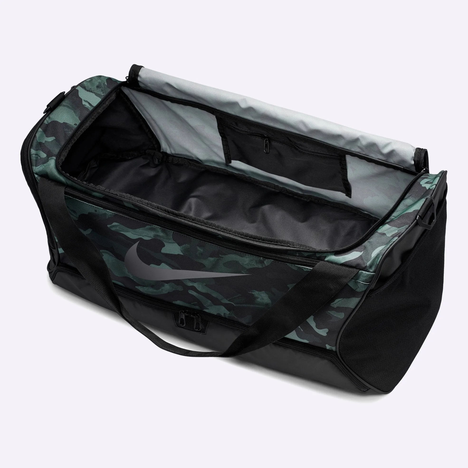 Nike - Brasilia Printed Training Duffel Bag - Medium - LIGHT SMOKE GREY/BLACK/METALLIC COOL GREY