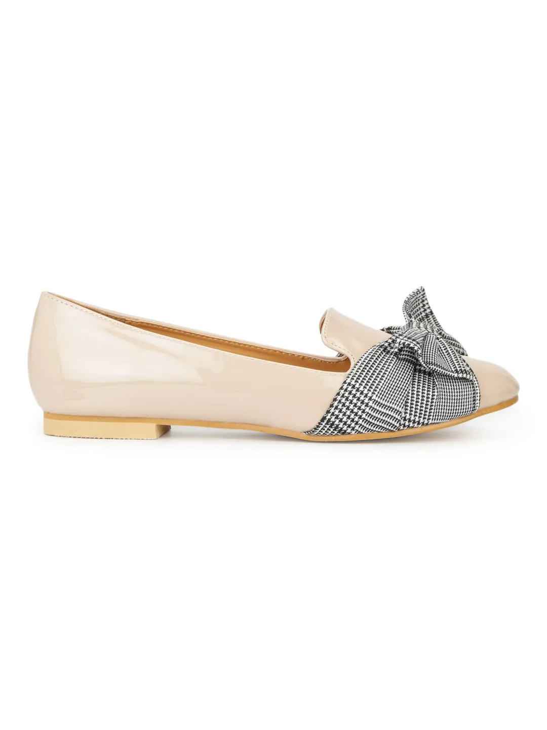 Nude Patent Check Bow Belly Flats (TC-RLST4-NUD)