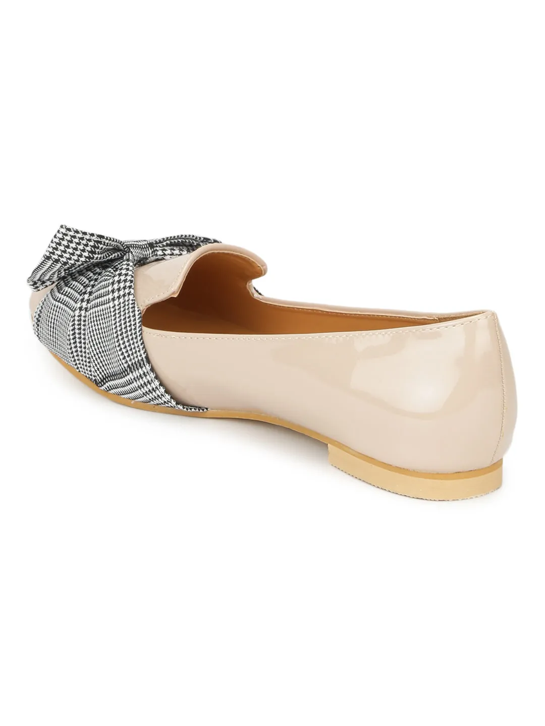 Nude Patent Check Bow Belly Flats (TC-RLST4-NUD)