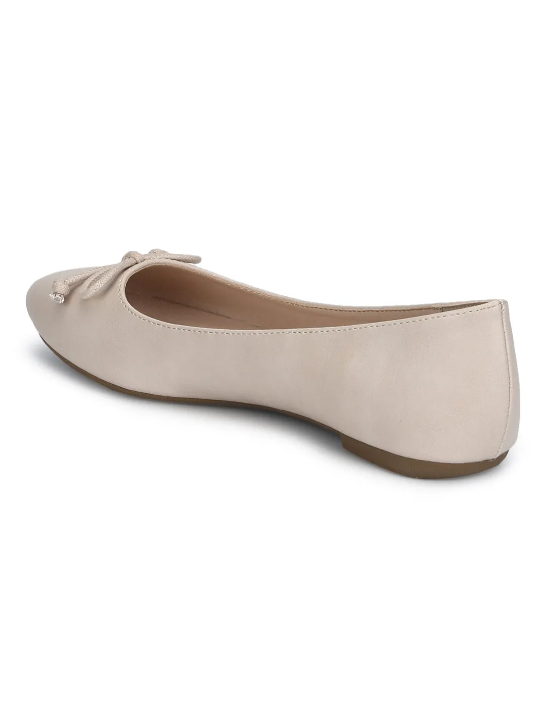 Nude PU Thin Bow Belly Flats