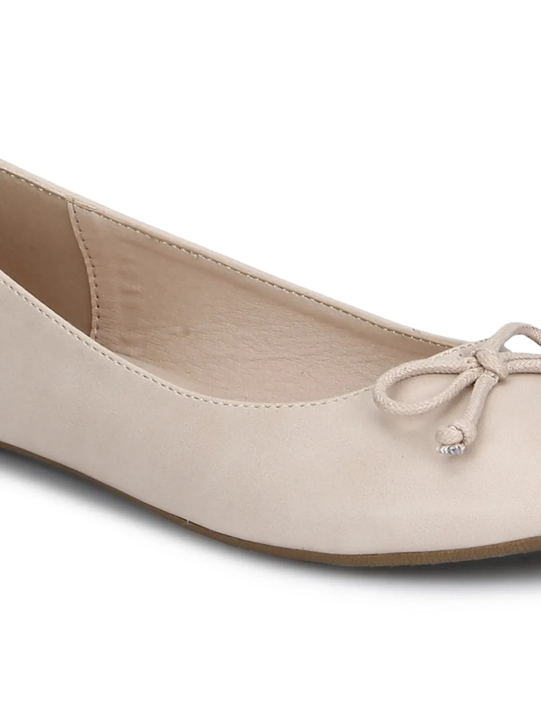 Nude PU Thin Bow Belly Flats