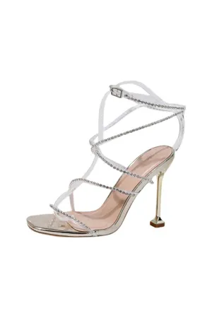 Outdoor Sandals Peep Toe with Rhinestone Buckle Ankle Strap Fashion Shoes