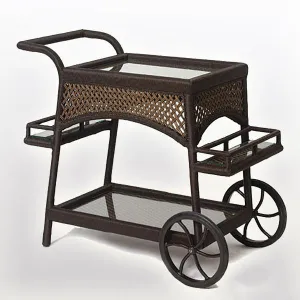 Outdoor Wicker Serving Trolley - Espresso