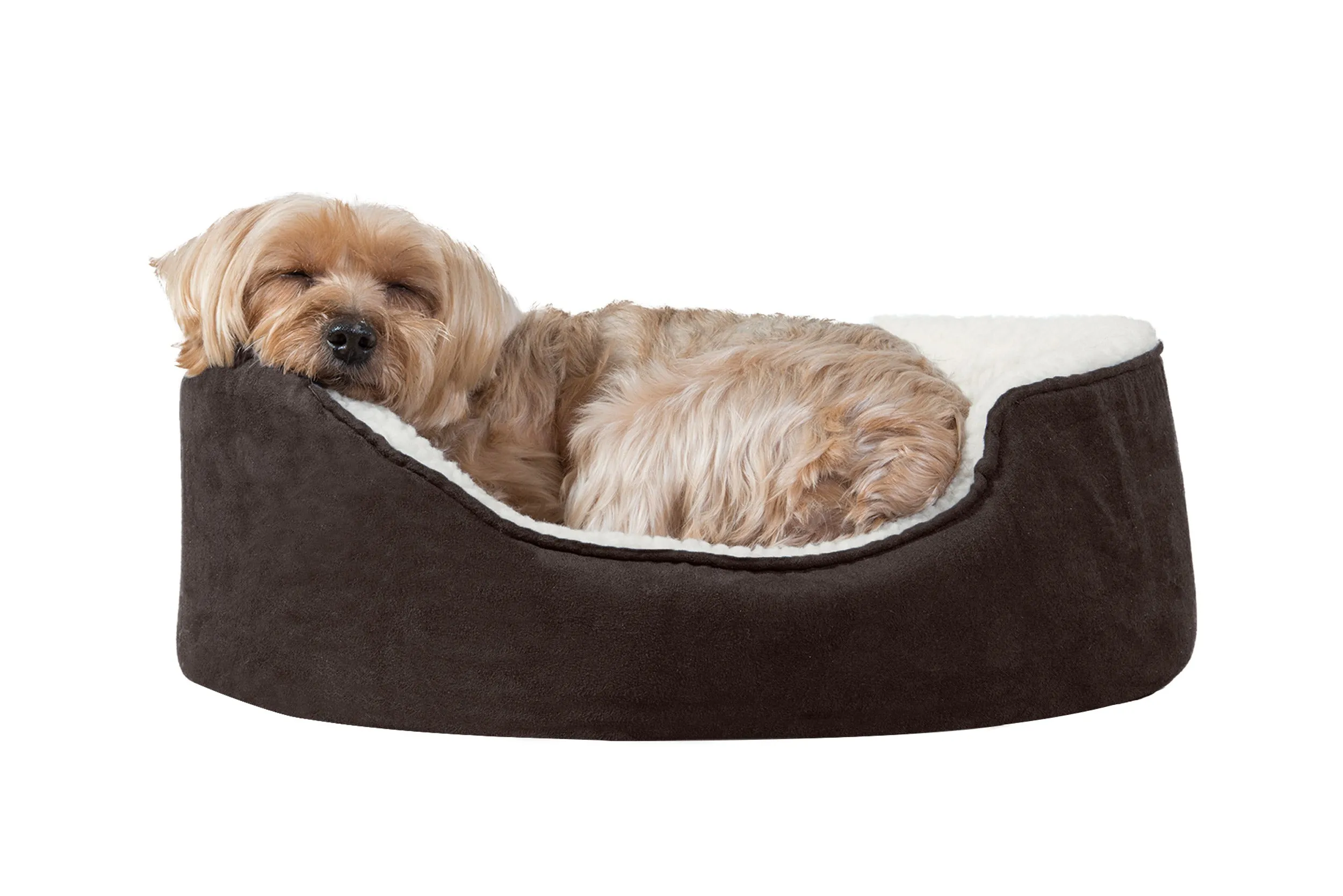 Oval Dog Bed - Faux Sheepskin & Suede