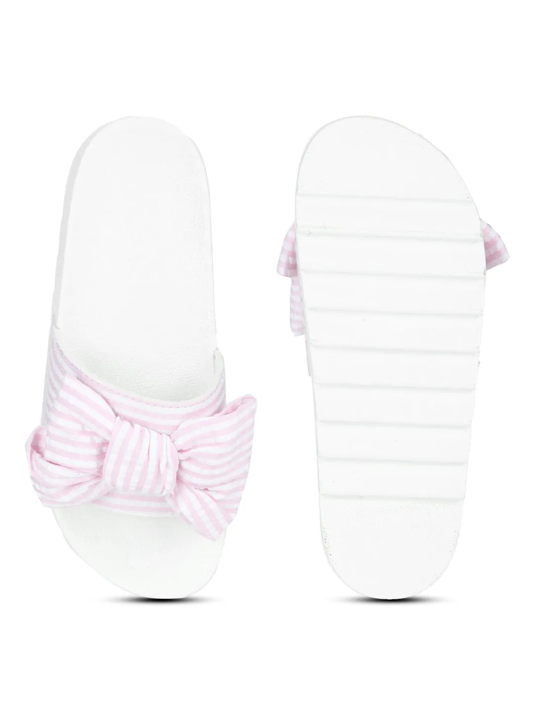 Pink White Gingham Chunky Flat