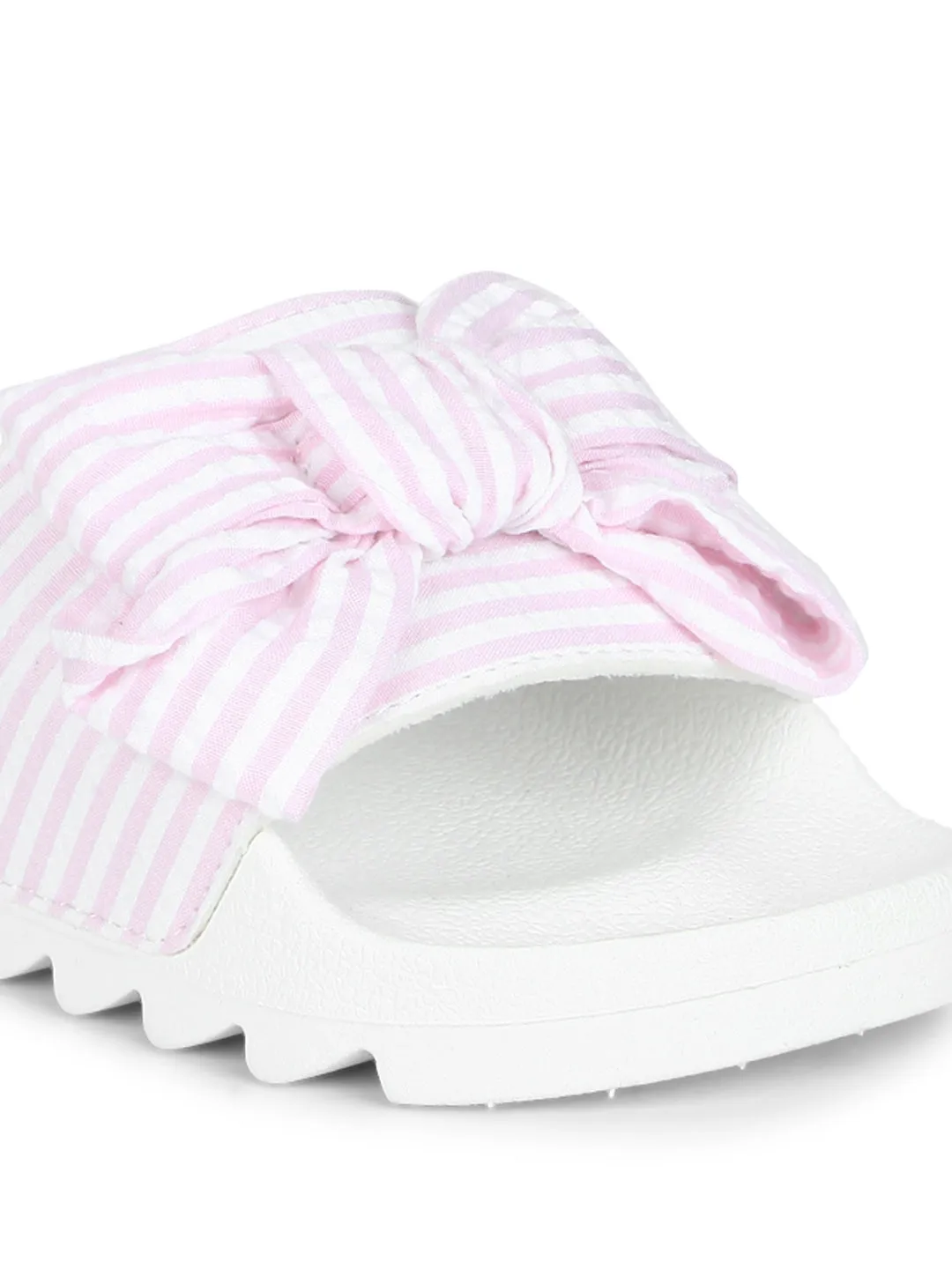 Pink White Gingham Chunky Flat