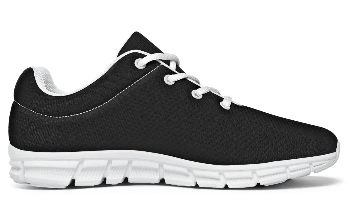 Pitch Black Athletic Sneakers - Light Breathable and Comfortable Sports Shoes with Anti-Slip Soles