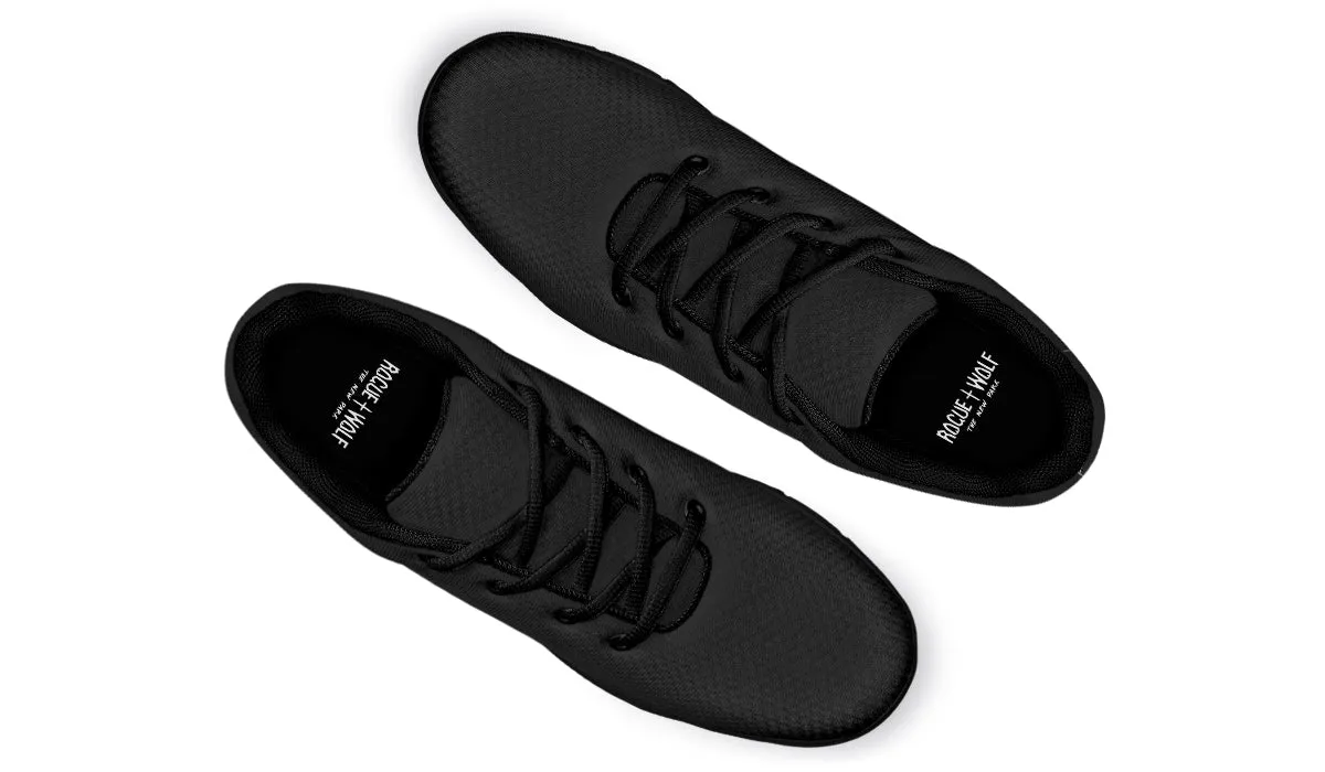 Pitch Black Athletic Sneakers - Light Breathable and Comfortable Sports Shoes with Anti-Slip Soles