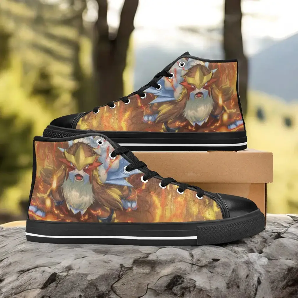 Pokemon Entei Fire Shoes High Top Sneakers for Kids and Adults