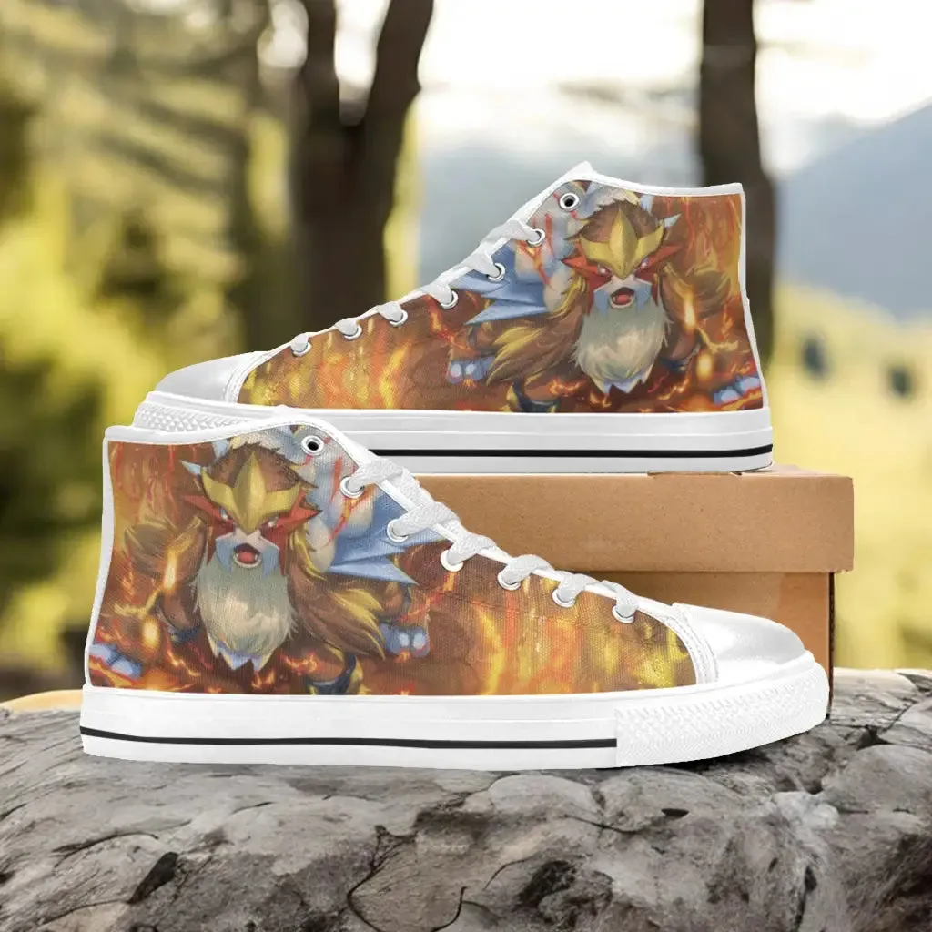 Pokemon Entei Fire Shoes High Top Sneakers for Kids and Adults