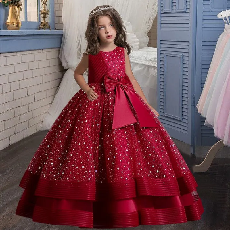 Polka Dot Princess Dress with Bow for Kids