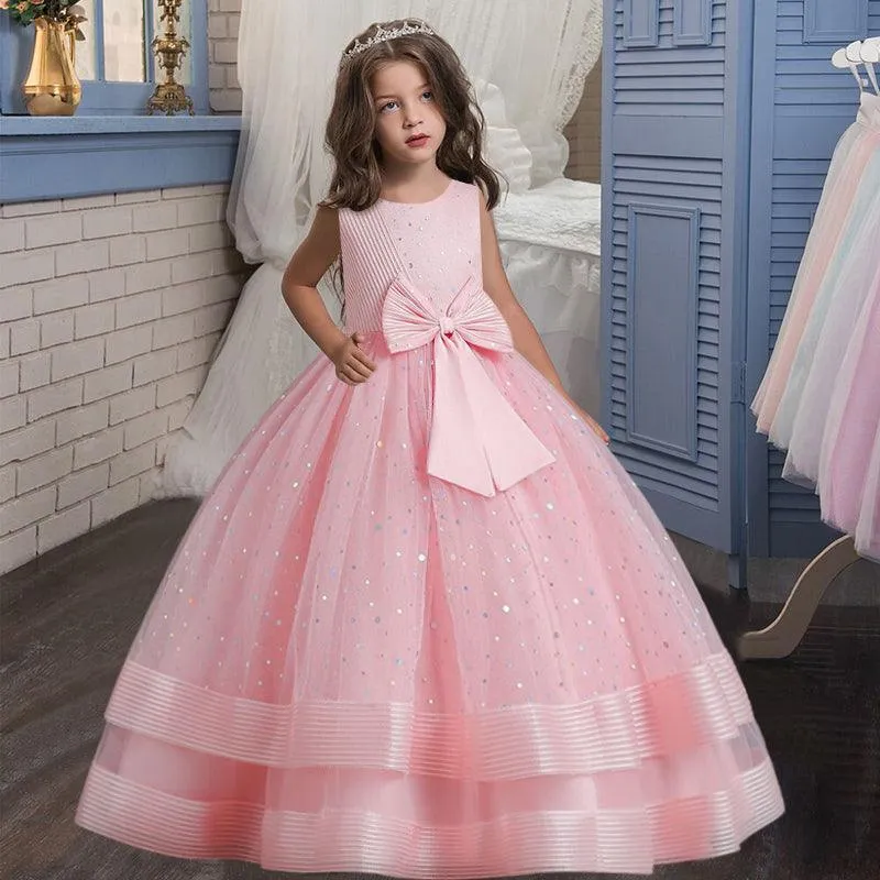 Polka Dot Princess Dress with Bow for Kids