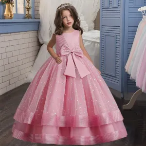 Polka Dot Princess Dress with Bow for Kids