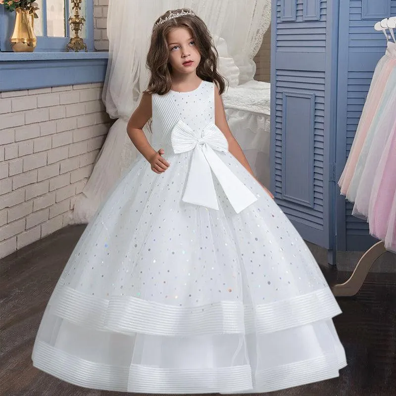 Polka Dot Princess Dress with Bow for Kids