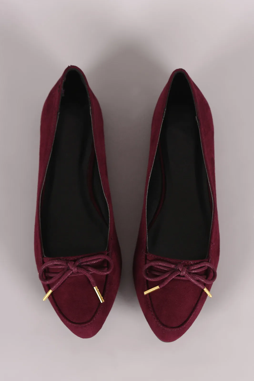 Qupid Almond Toe Bow Loafer Flats