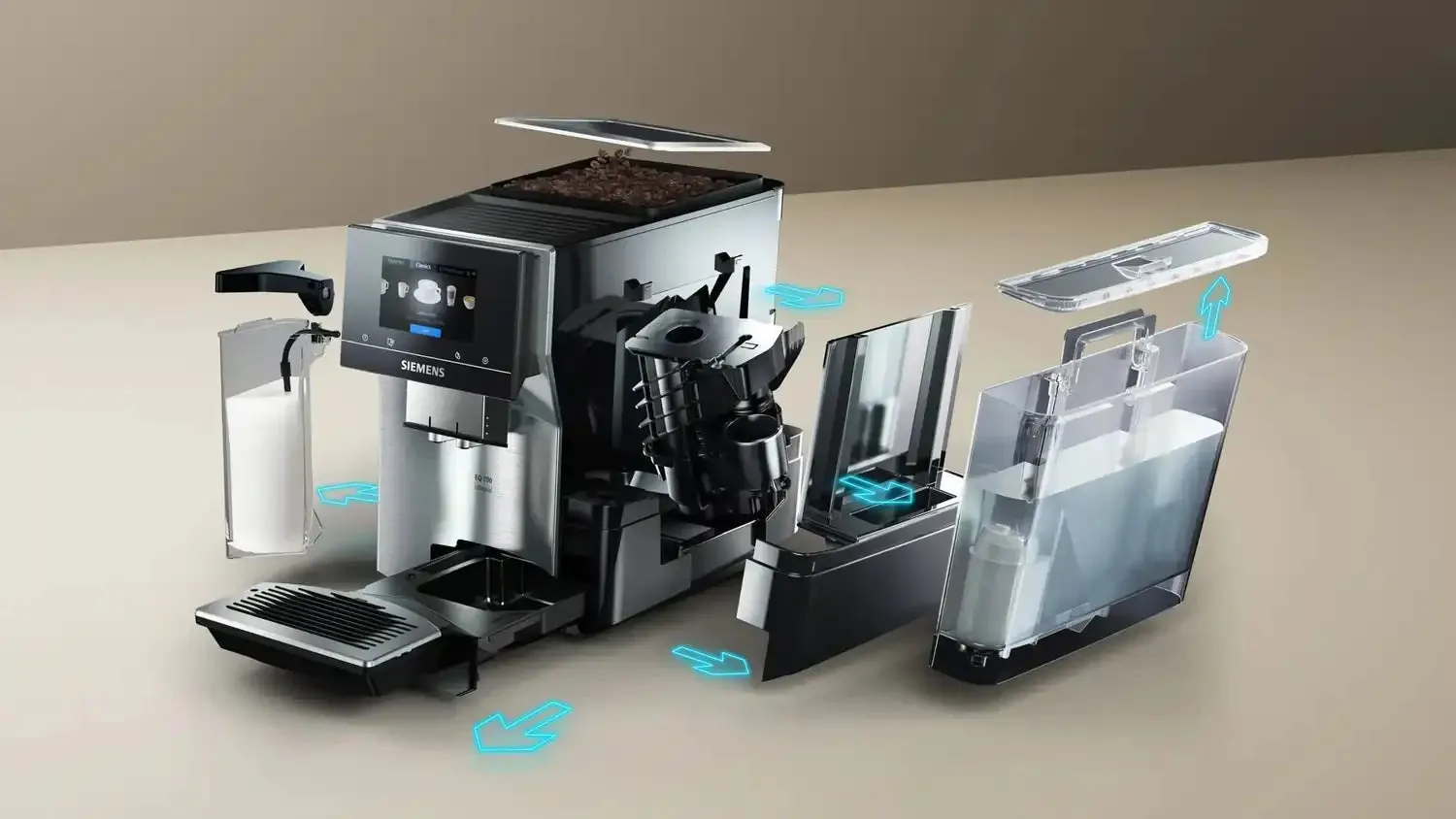 Siemens TQ707GB3 Bean to Cup Fully Automatic Freestanding Coffee Machine - Stainless Steel