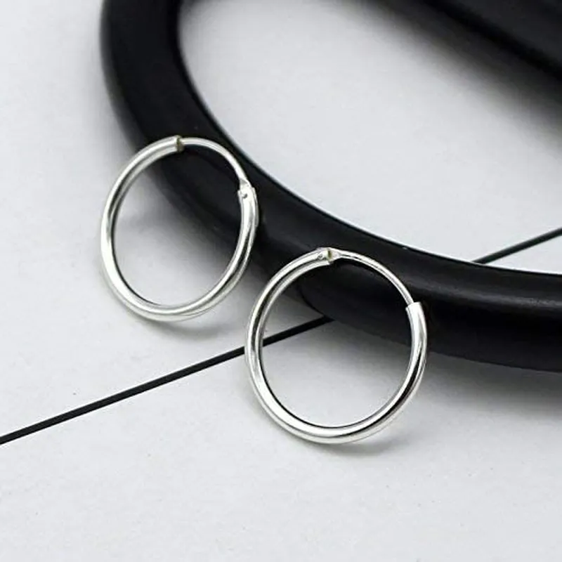 Silver Hoop Earrings- Cartilage Earring Endless Small Hoop Earrings Set for Women Men Girls,3 Pairs of Hypoallergenic 925 Sterling Silver Tragus Earrings Nose Lip Rings (8mm/10mm/12mm)