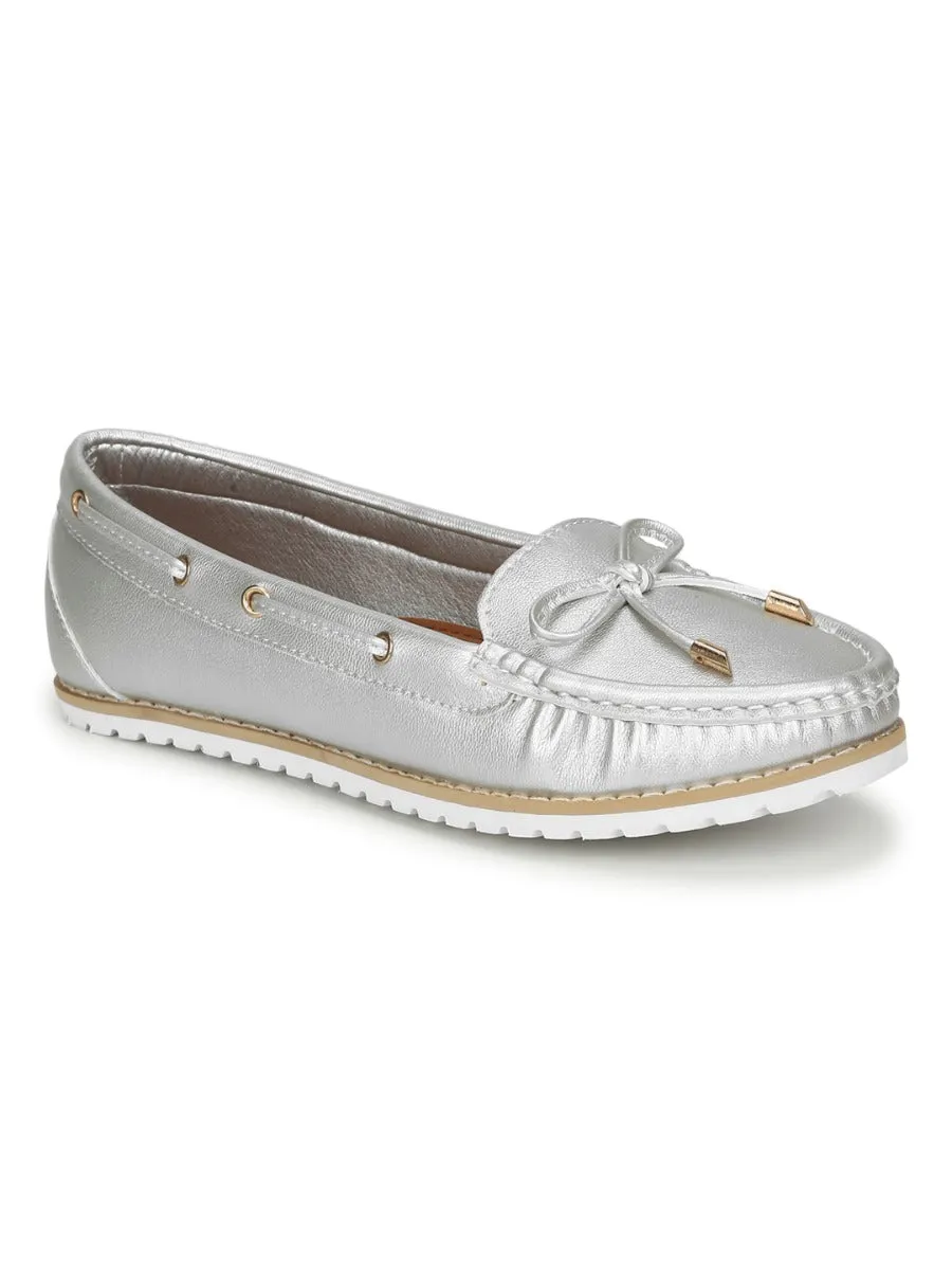 Silver PU Flat Belly Shoes