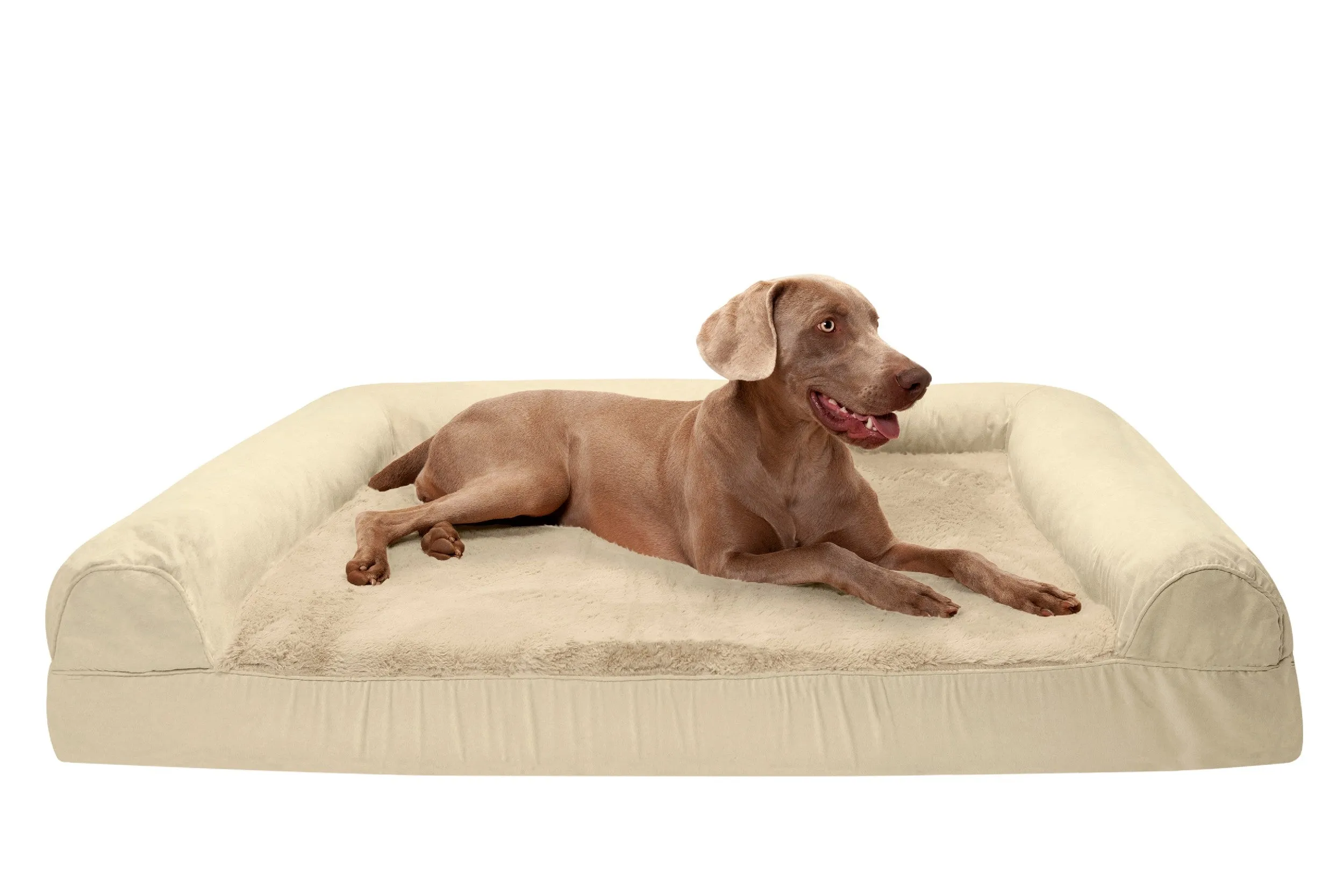 Sofa Dog Bed - Plush & Suede