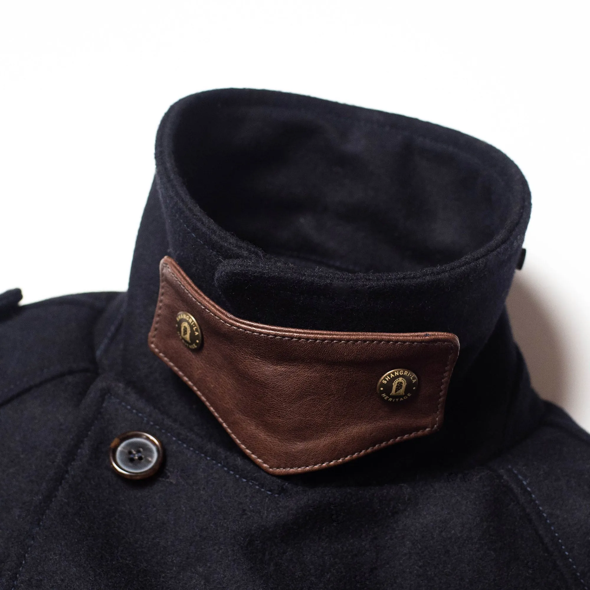 Stelvio Navy Blue Melton Wool Dispatch Rider Coat - Shangri-La Heritage