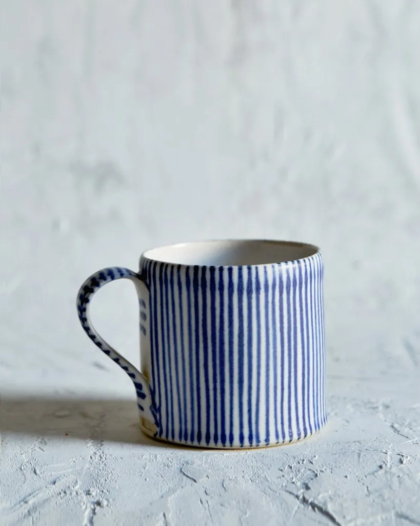 Striped Coffee Cup - Thin White, Thin Blue (OUT OF STOCK)