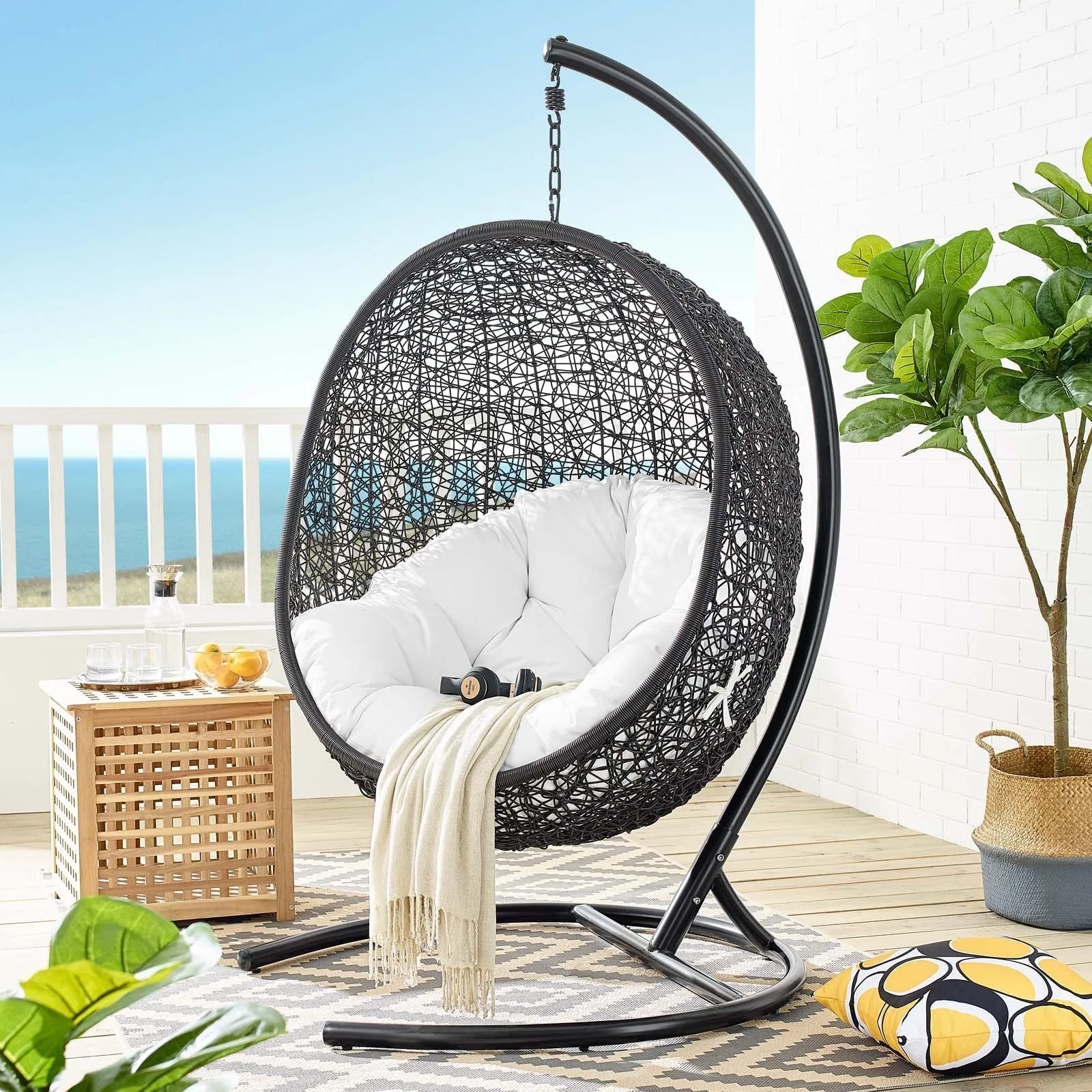 Swing Outdoor Patio Lounge Chair With Stand