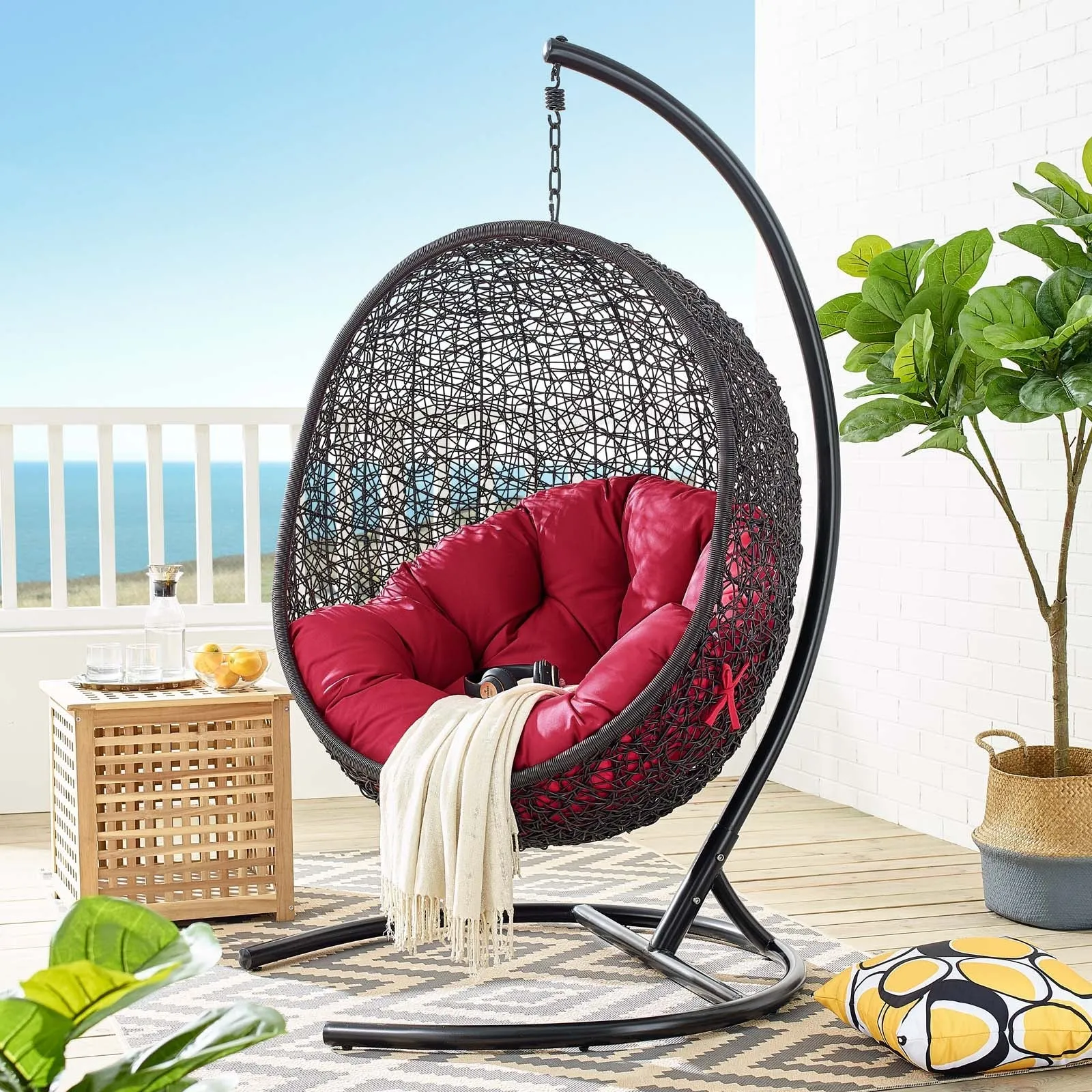 Swing Outdoor Patio Lounge Chair With Stand