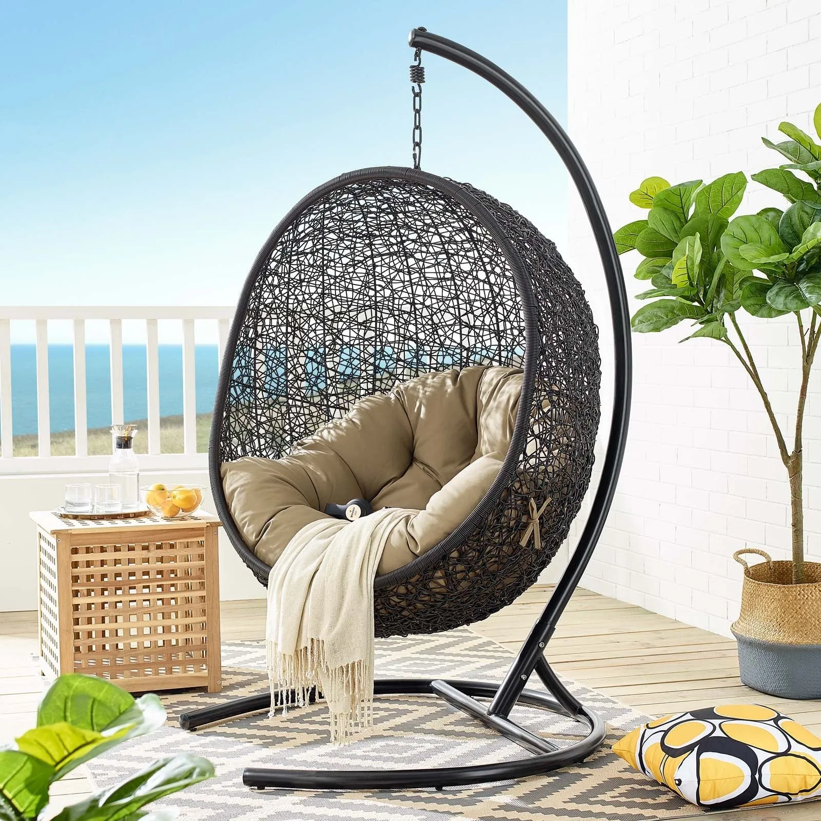 Swing Outdoor Patio Lounge Chair With Stand