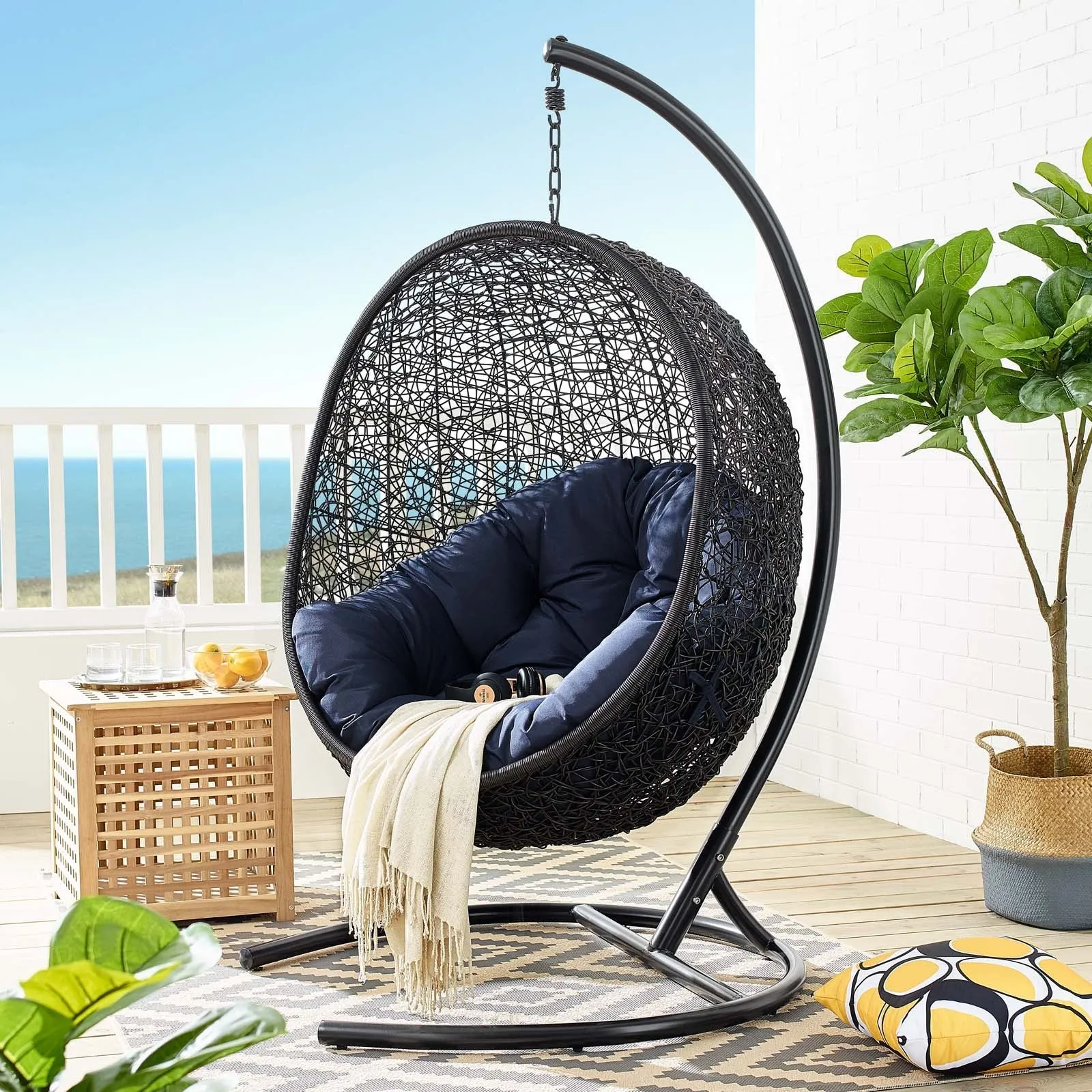 Swing Outdoor Patio Lounge Chair With Stand