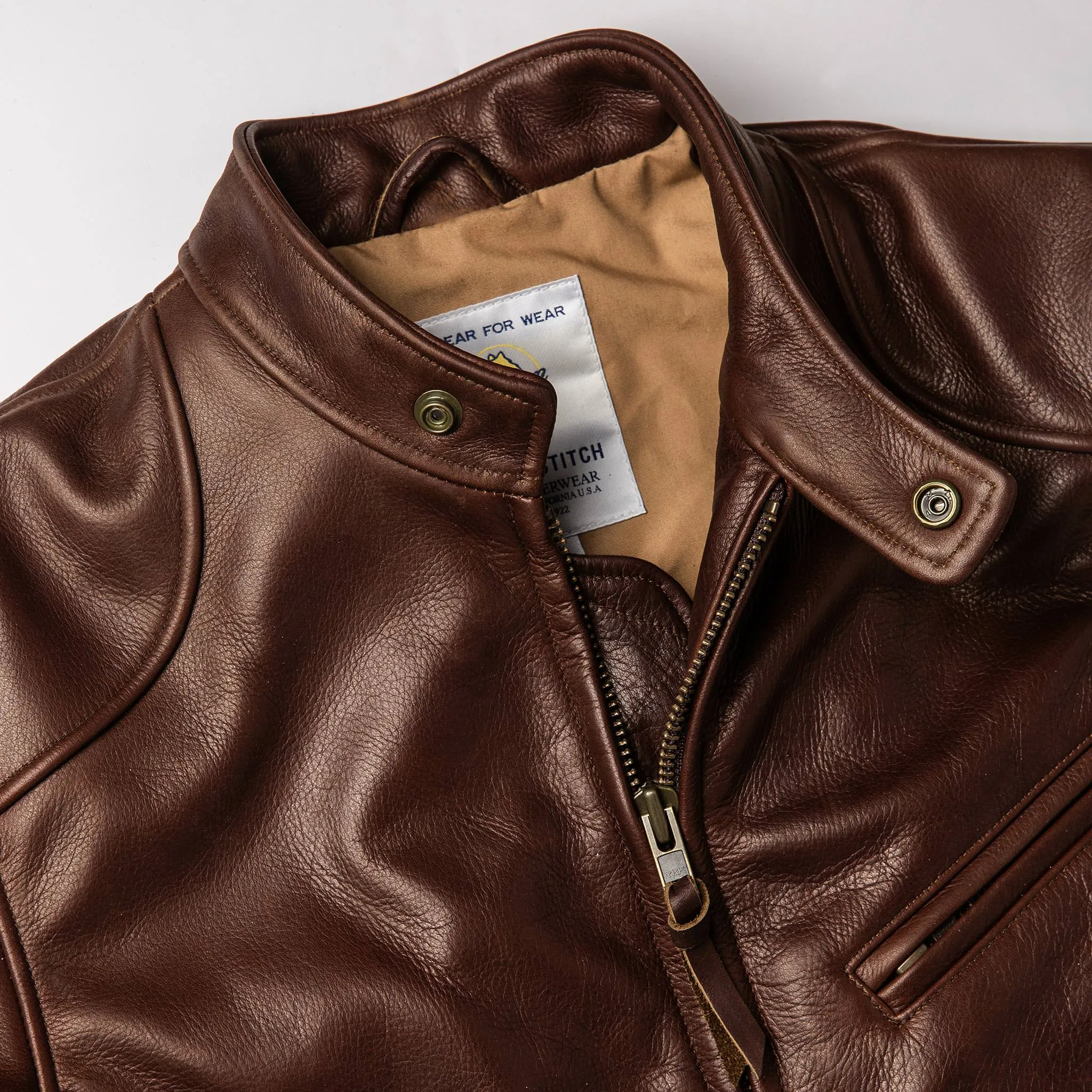 The Band Collar Moto Jacket in Espresso Steerhide