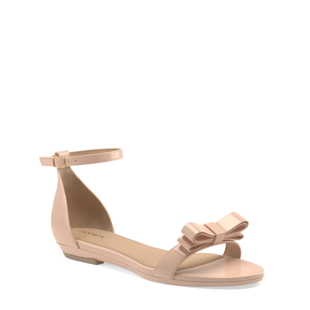 The Pashionista - Sand Patent Bow   Stiletto Heel Kit 3 Sand - FINAL SALE