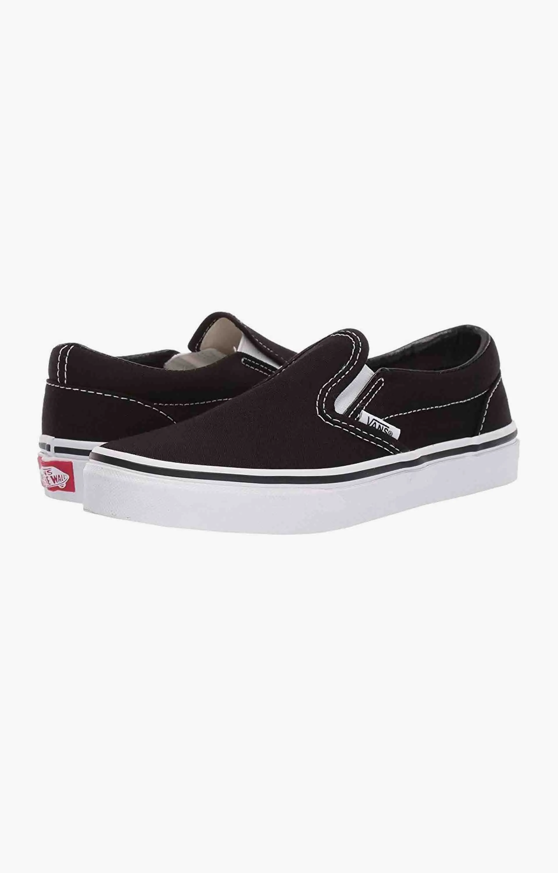 Vans Kids Classic Slip-On Shoes, Black/White