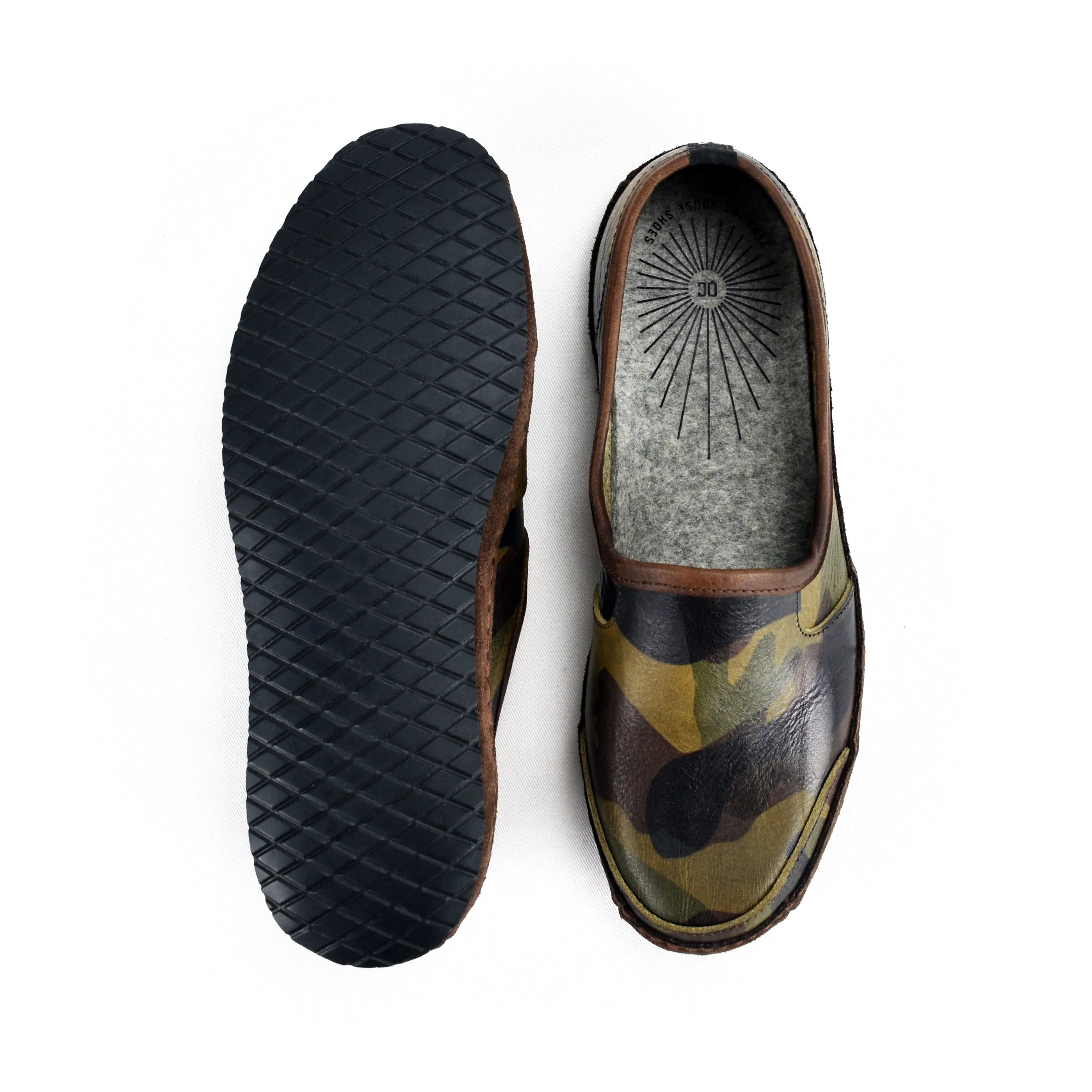 Vermont House Shoes®: Premium Italian Veg-Tan Camo Loafers