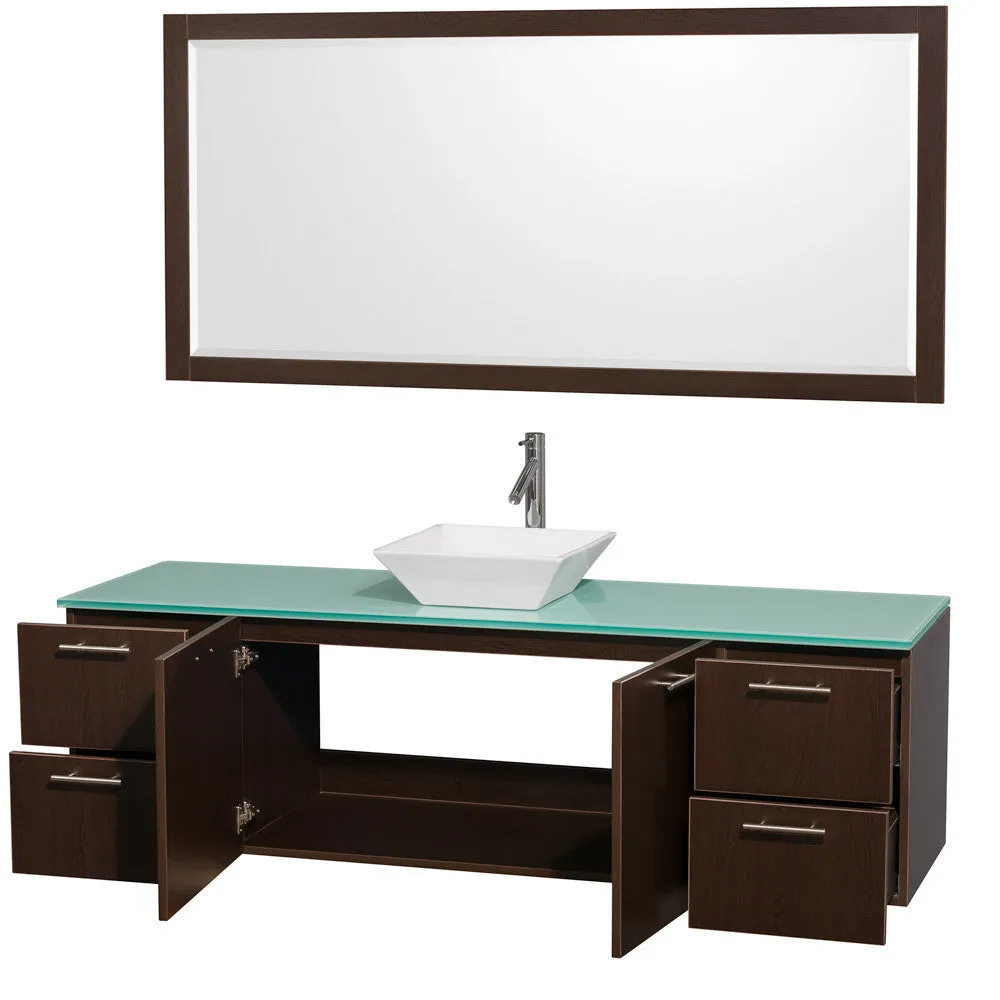 WYNDHAM COLLECTION 72-Inch Wall-Mounted Bathroom Single Vanity Set With Vessel Sink - Espresso