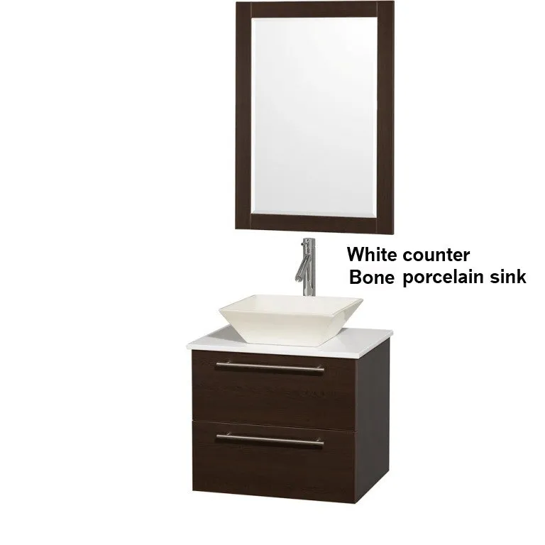 WYNDHAM COLLECTION Amare 24" Bathroom Vanity Set With Vessel Sink- Espresso