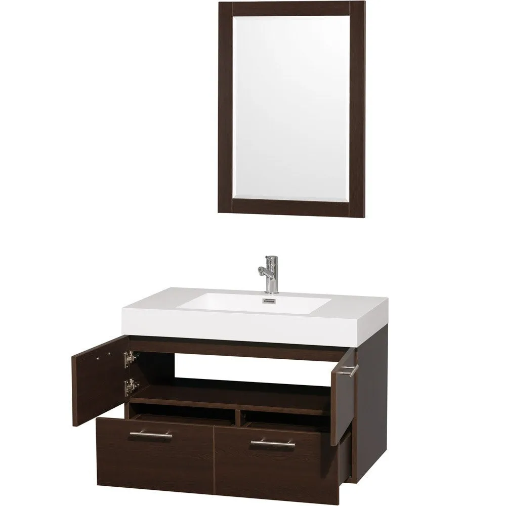 WYNDHAM COLLECTION Amare 36-Inch Wall-Mounted Bathroom Vanity Set With Integrated Sink - Espresso