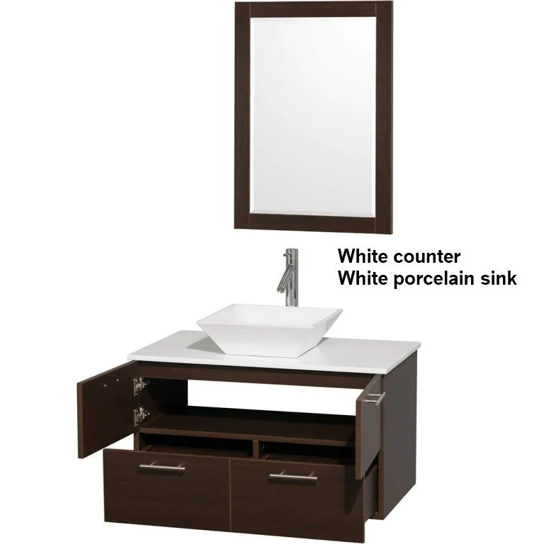 WYNDHAM COLLECTION Amare 36" Wall-Mounted Bathroom Vanity Set with Vessel Sink - Espresso