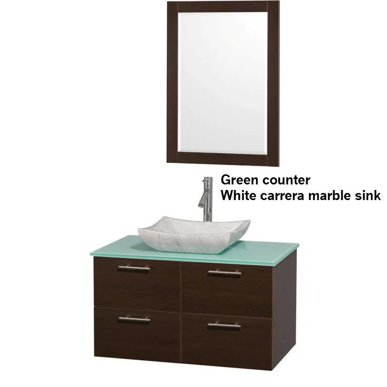 WYNDHAM COLLECTION Amare 36" Wall-Mounted Bathroom Vanity Set with Vessel Sink - Espresso