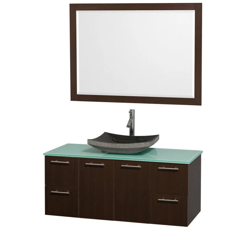 WYNDHAM COLLECTION Amare 48-inch Wall-Mounted Bathroom Vanity Set with Vessel Sink - Espresso