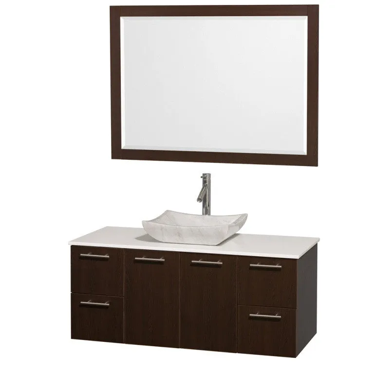 WYNDHAM COLLECTION Amare 48-inch Wall-Mounted Bathroom Vanity Set with Vessel Sink - Espresso