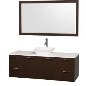 WYNDHAM COLLECTION Amare 60-Wall-Mounted Bathroom Single Vanity Set With Vessel Sink - Espresso