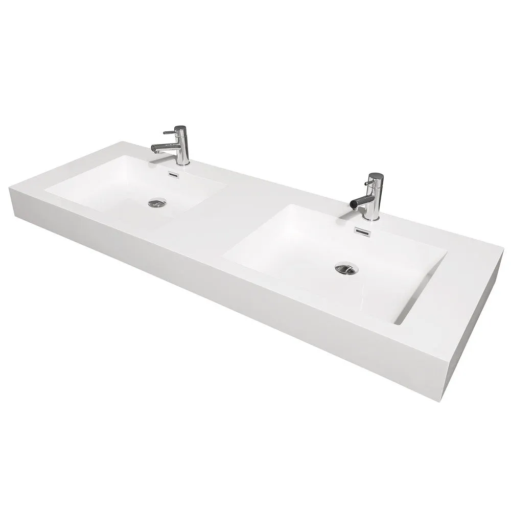 WYNDHAM COLLECTION Amare 60" Wall-Mounted Double Bathroom Vanity Set With Integrated Sinks - Espresso