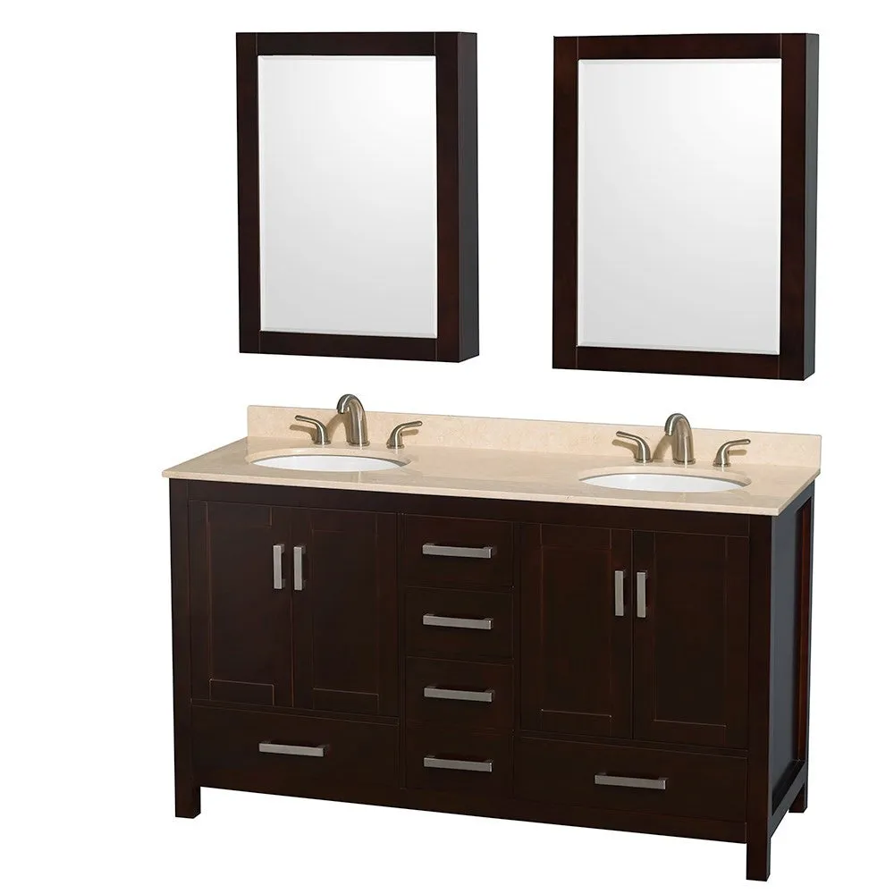 WYNDHAM COLLECTION Sheffield 60-Inch Double Bathroom Vanity - Espresso