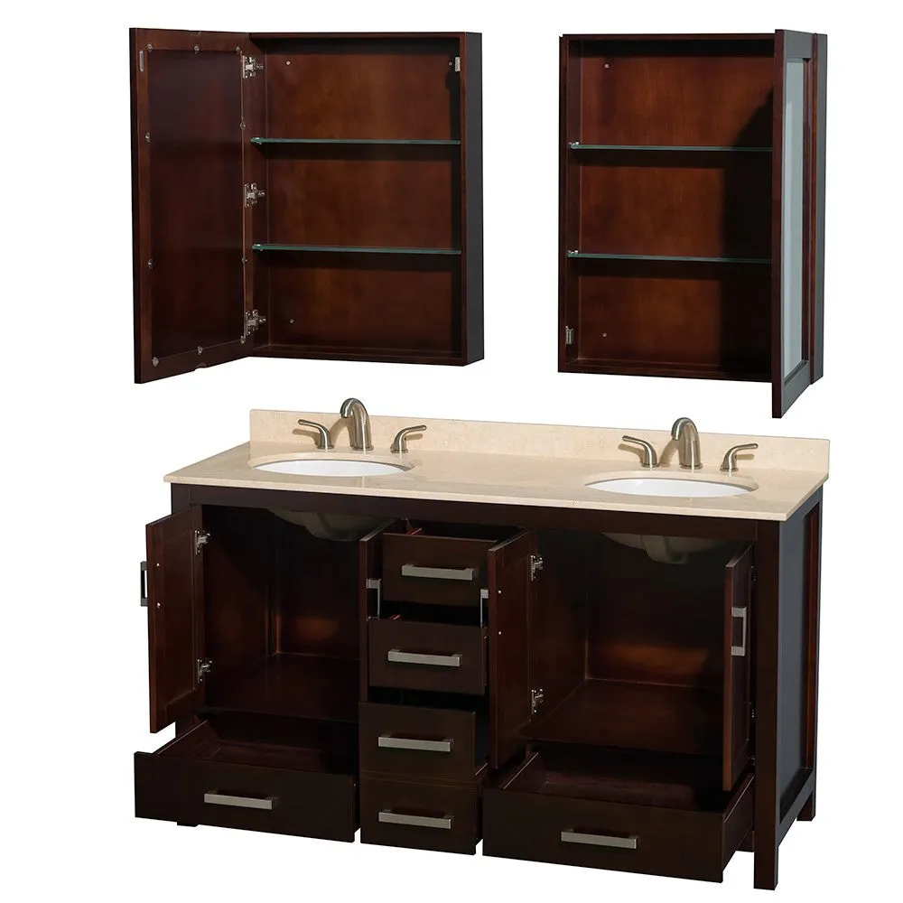 WYNDHAM COLLECTION Sheffield 60-Inch Double Bathroom Vanity - Espresso