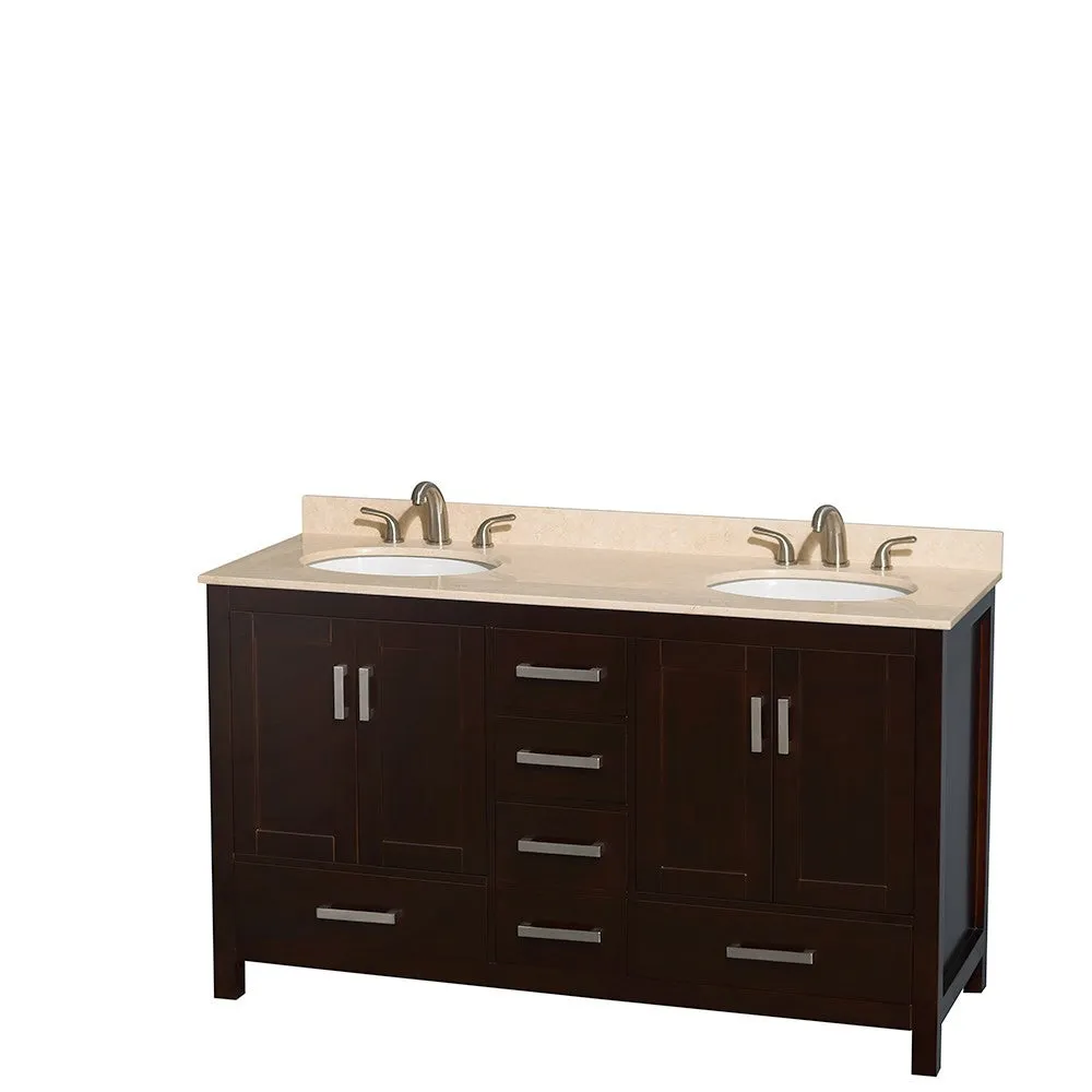 WYNDHAM COLLECTION Sheffield 60-Inch Double Bathroom Vanity - Espresso