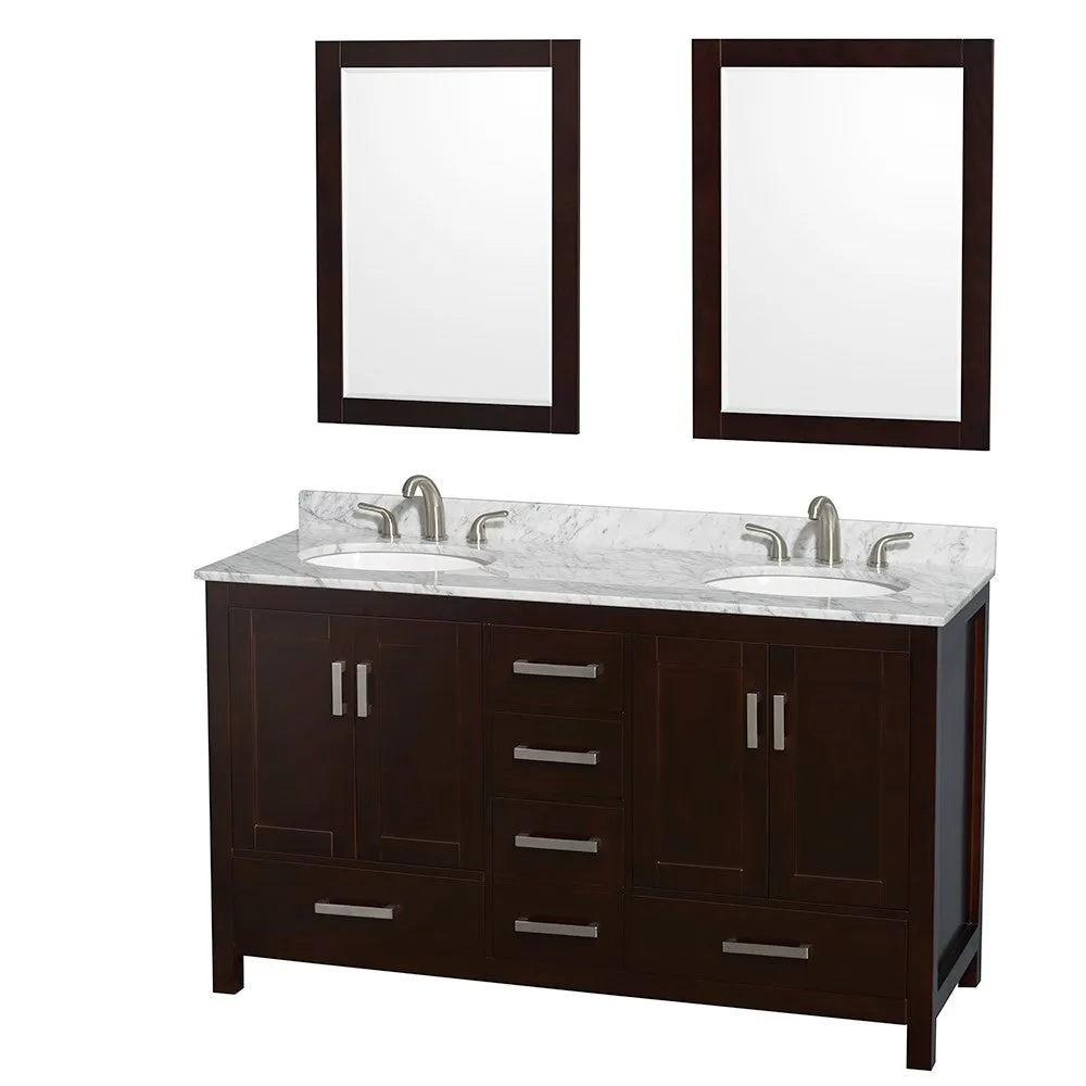 WYNDHAM COLLECTION Sheffield 60-Inch Double Bathroom Vanity - Espresso