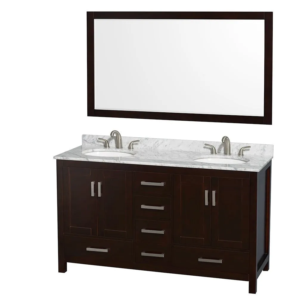 WYNDHAM COLLECTION Sheffield 60-Inch Double Bathroom Vanity - Espresso